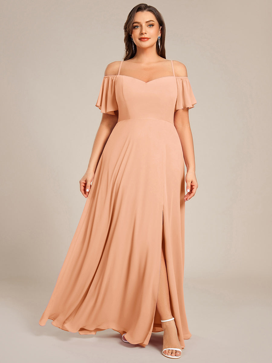 ever REYA|Stylish Cold Shoulder Flare Sleeves Flowy Bridesmaid Dress