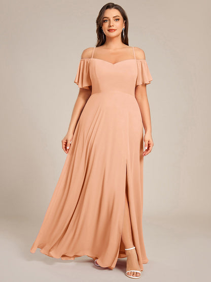 ever REYA|Stylish Cold Shoulder Flare Sleeves Flowy Bridesmaid Dress