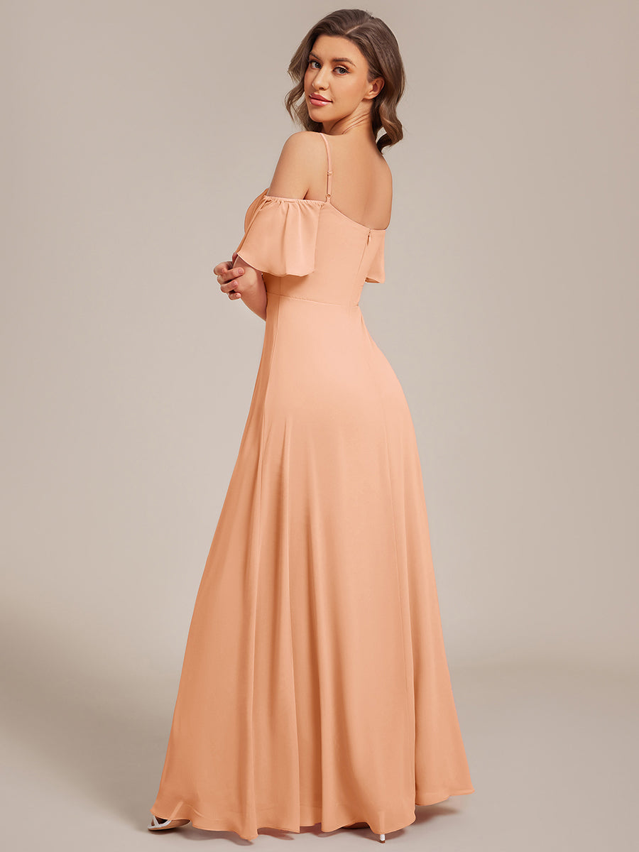 ever REYA|Stylish Cold Shoulder Flare Sleeves Flowy Bridesmaid Dress
