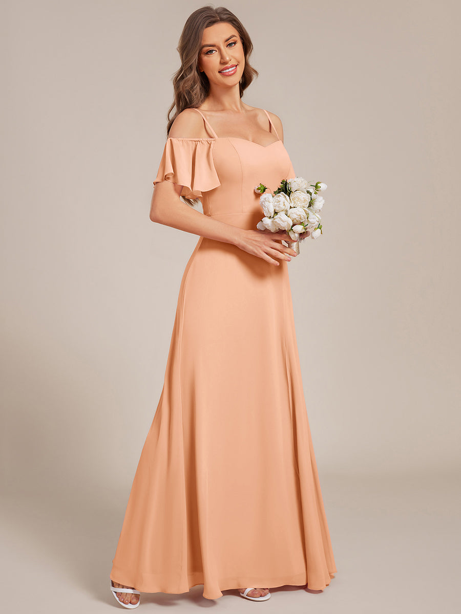 ever REYA|Stylish Cold Shoulder Flare Sleeves Flowy Bridesmaid Dress