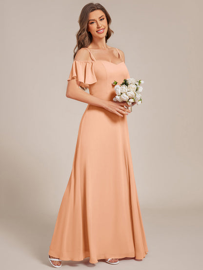 ever REYA|Stylish Cold Shoulder Flare Sleeves Flowy Bridesmaid Dress