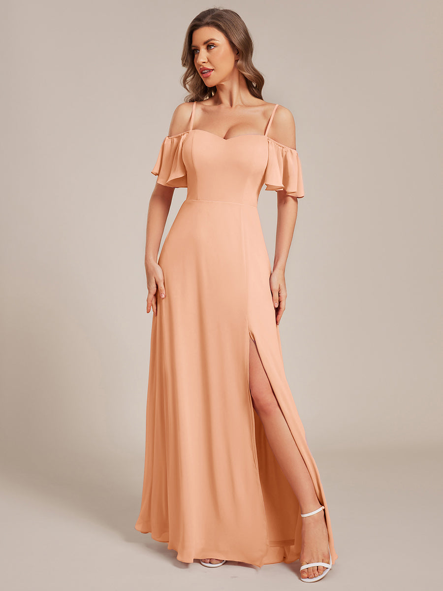 ever REYA|Stylish Cold Shoulder Flare Sleeves Flowy Bridesmaid Dress