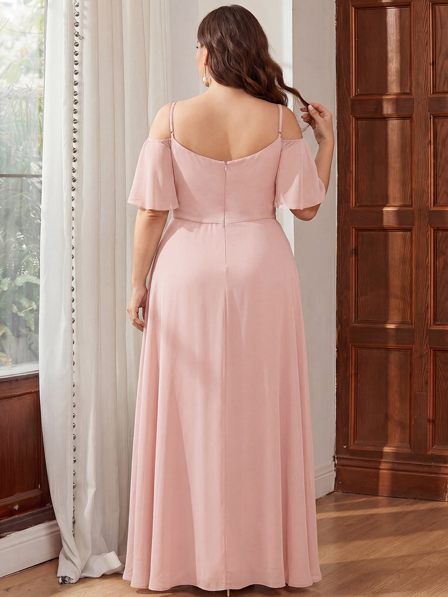 ever REYA|Cold Shoulder High Slit Chiffon Wedding Guest Dress