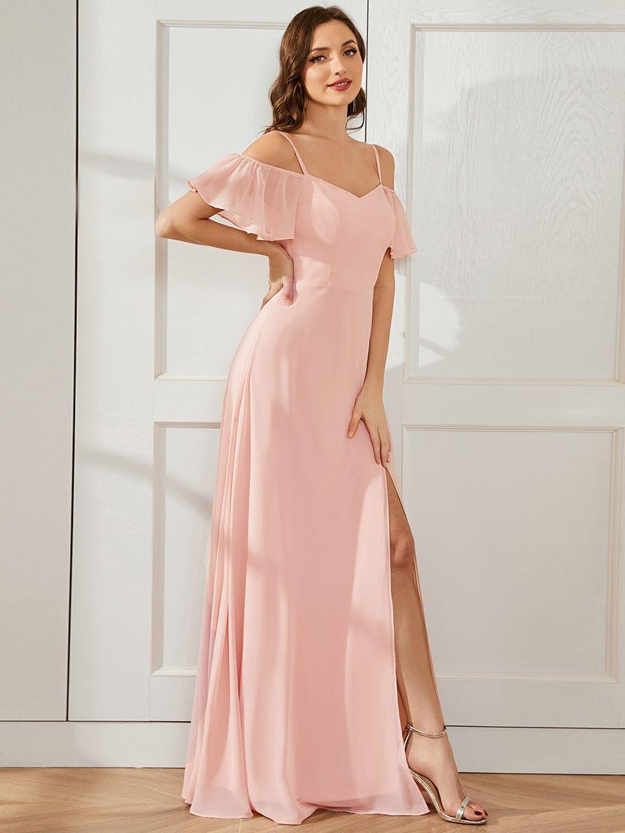 ever REYA|Stylish Cold Shoulder Flare Sleeves Flowy Bridesmaid Dress