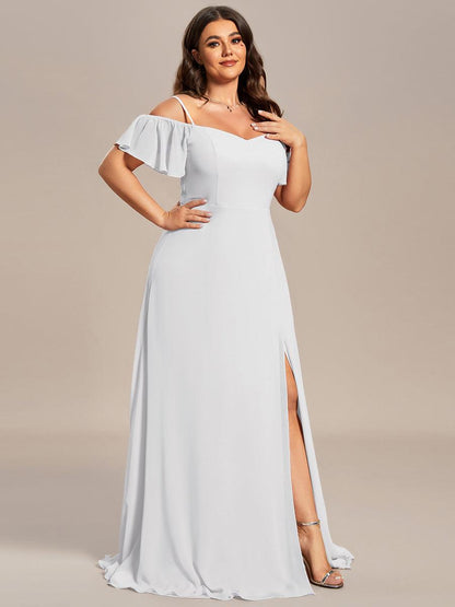 ever REYA|Cold Shoulder High Slit Chiffon Wedding Guest Dress