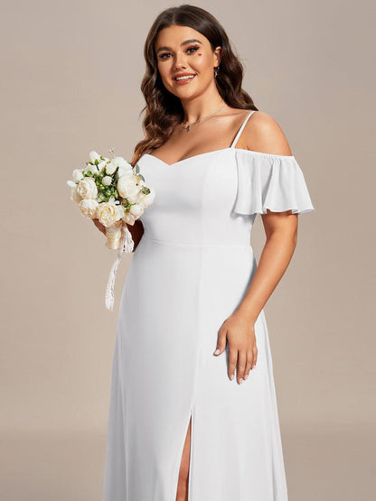 ever REYA|Stylish Cold Shoulder Flare Sleeves Flowy Bridesmaid Dress