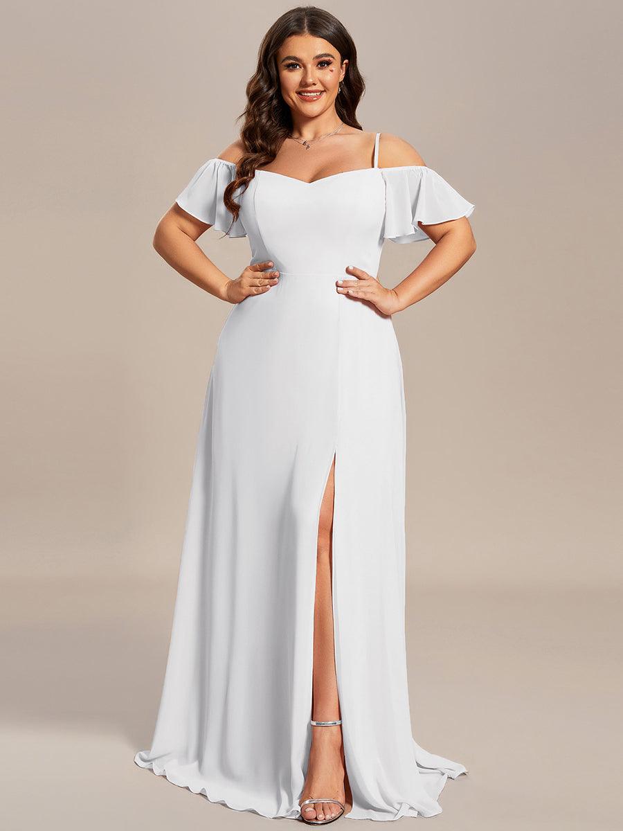 ever REYA|Cold Shoulder High Slit Chiffon Wedding Guest Dress