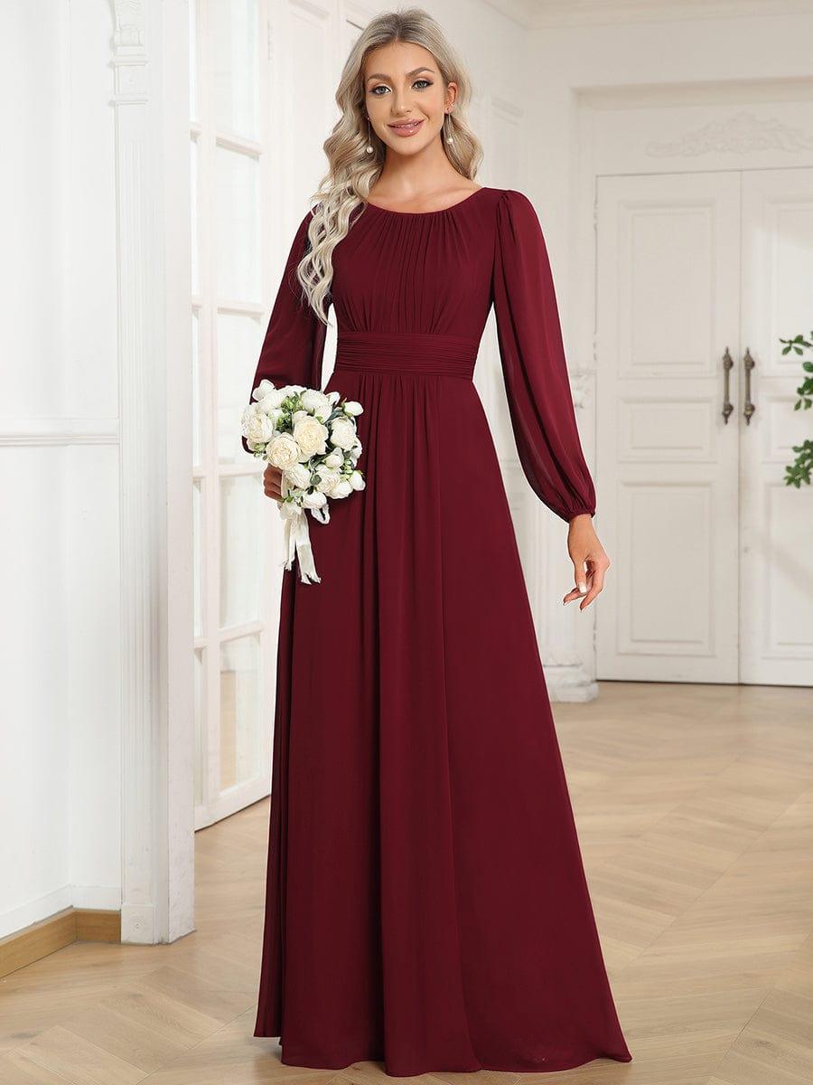 ever CELESTE|Long Sleeve Chiffon A-Line Empire Waist Formal Dress