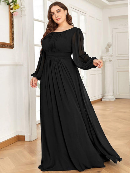 ever CELESTE|Long Sleeve Chiffon A-Line Empire Waist Formal Dress