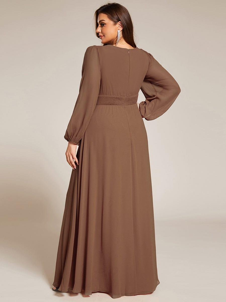 ever CELESTE|Long Sleeve Chiffon A-Line Empire Waist Formal Dress