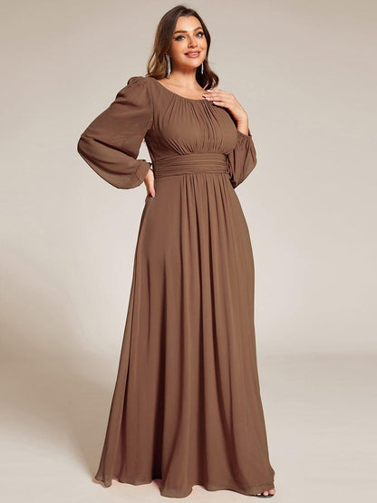 ever CELESTE|Long Sleeve Chiffon A-Line Empire Waist Formal Dress