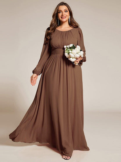 ever CELESTE|Long Sleeve Chiffon A-Line Empire Waist Formal Dress