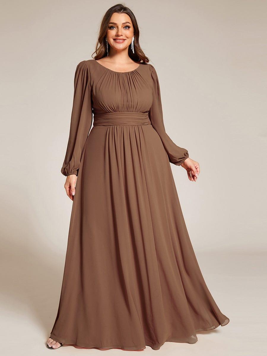 ever CELESTE|Long Sleeve Chiffon A-Line Empire Waist Formal Dress
