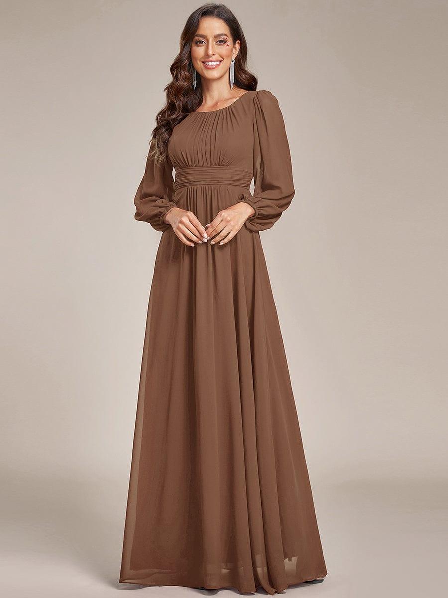 ever CELESTE|Long Sleeve Chiffon A-Line Empire Waist Formal Dress