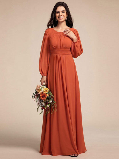 ever CELESTE|Long Sleeve Chiffon A-Line Empire Waist Formal Dress