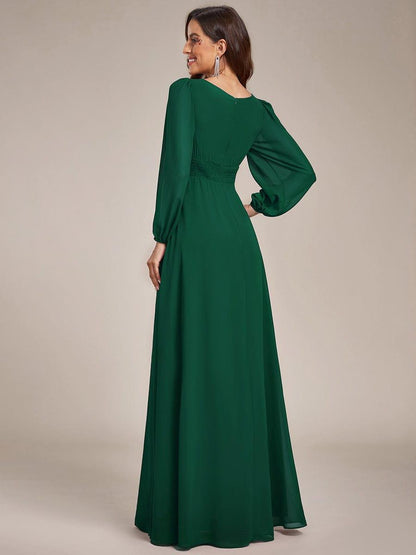 ever CELESTE|Long Sleeve Chiffon A-Line Empire Waist Formal Dress