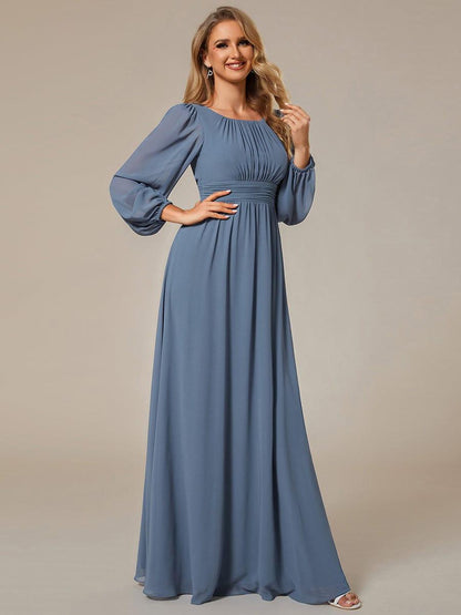 ever CELESTE|Long Sleeve Chiffon A-Line Empire Waist Formal Dress