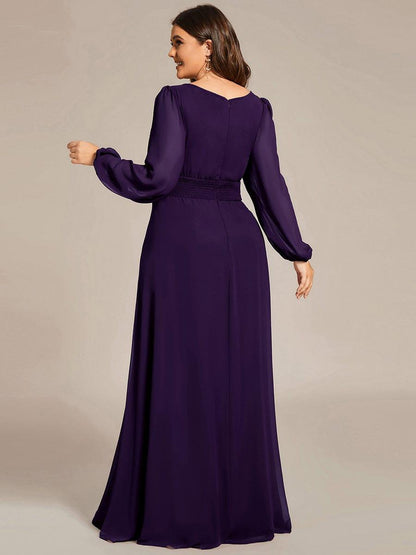 ever CELESTE|Long Sleeve Chiffon A-Line Empire Waist Formal Dress