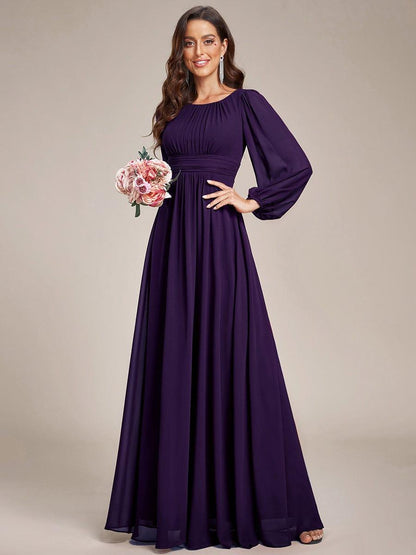 ever CELESTE|Long Sleeve Chiffon A-Line Empire Waist Formal Dress