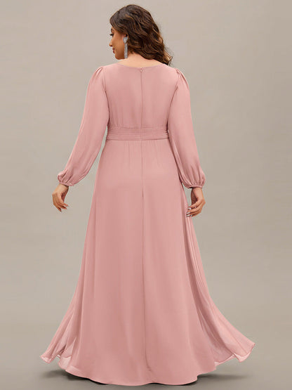 ever CELESTE|Chiffon Long Sleeve A-Line Round Neckline Formal Dress