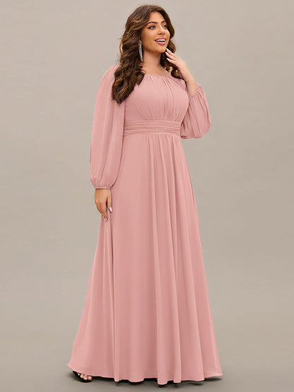ever CELESTE|Chiffon Long Sleeve A-Line Round Neckline Formal Dress