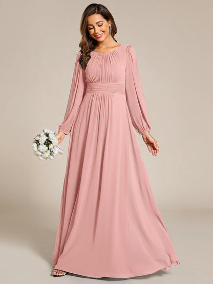 ever CELESTE|Chiffon Long Sleeve A-Line Round Neckline Formal Dress