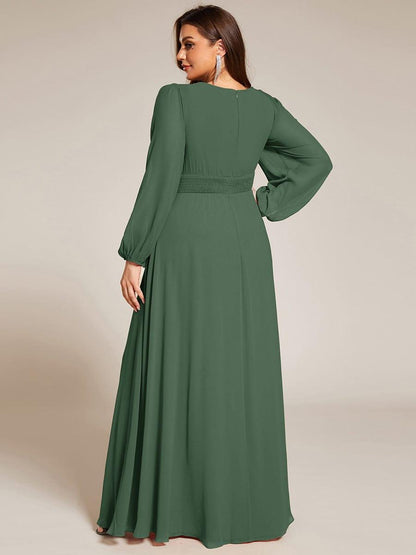 ever CELESTE|Long Sleeve Chiffon A-Line Empire Waist Formal Dress