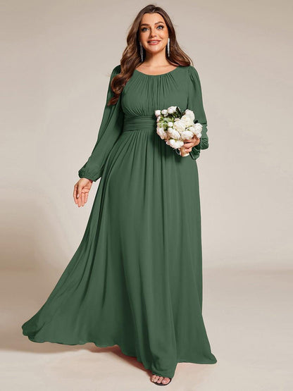 ever CELESTE|Long Sleeve Chiffon A-Line Empire Waist Formal Dress