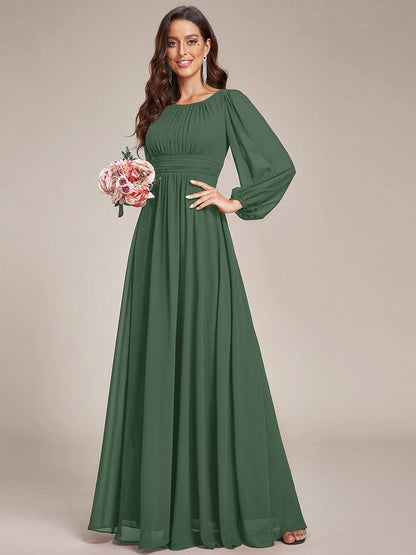 ever CELESTE|Long Sleeve Chiffon A-Line Empire Waist Formal Dress