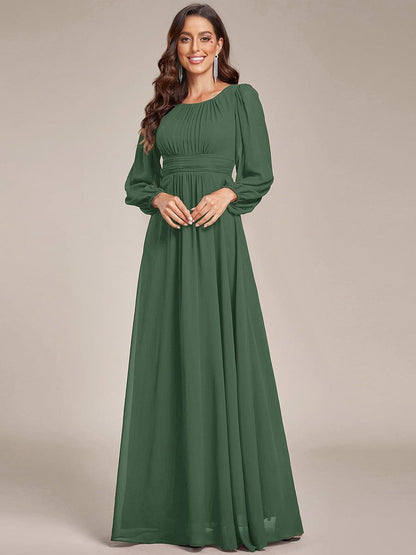 ever CELESTE|Long Sleeve Chiffon A-Line Empire Waist Formal Dress