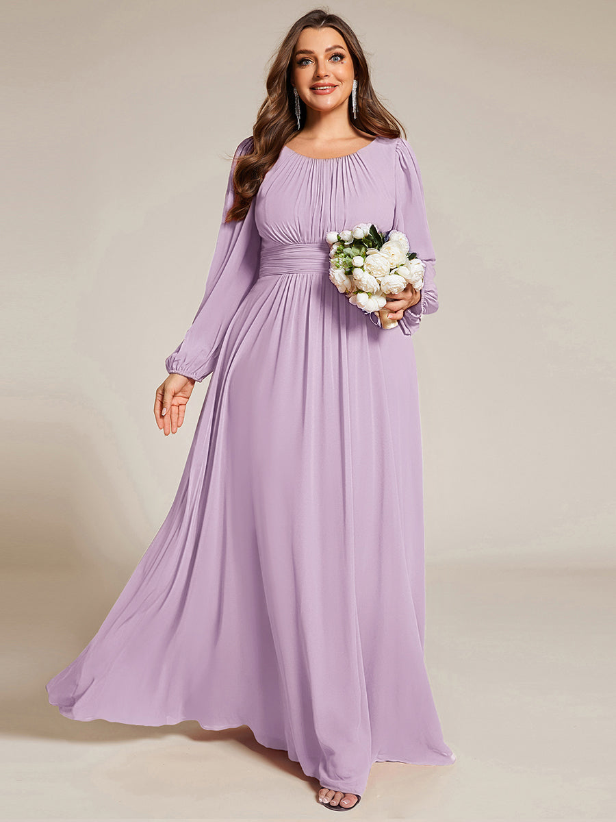 pretty CELESTE|Plus Size See-Through Puff Sleeve Chiffon Mother Dress