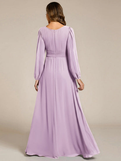 ever CELESTE|Chiffon Long Sleeve A-Line Round Neckline Formal Dress