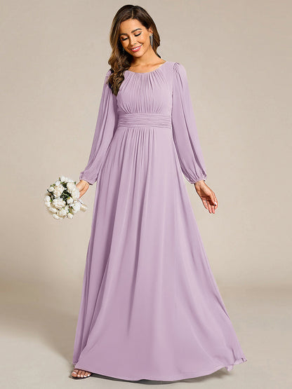 ever CELESTE|Chiffon Long Sleeve A-Line Round Neckline Formal Dress