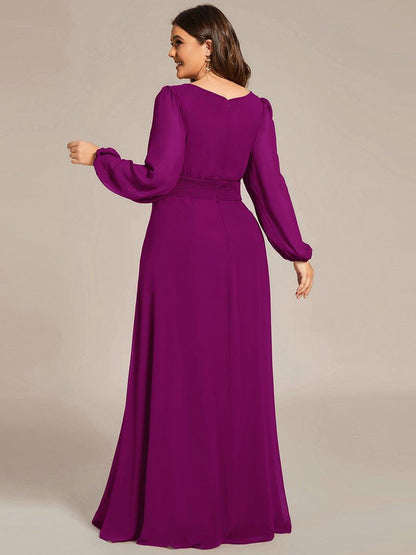ever CELESTE|Long Sleeve Chiffon A-Line Empire Waist Formal Dress