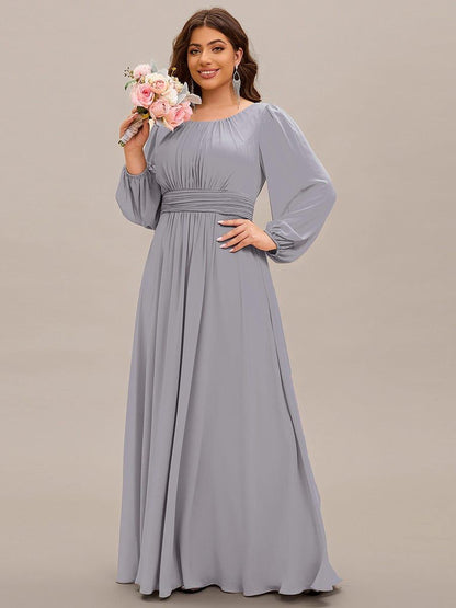 pretty CELESTE|Plus Size See-Through Puff Sleeve Chiffon Mother Dress