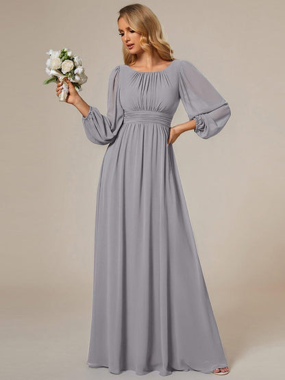 ever CELESTE|Long Sleeve Chiffon A-Line Empire Waist Formal Dress