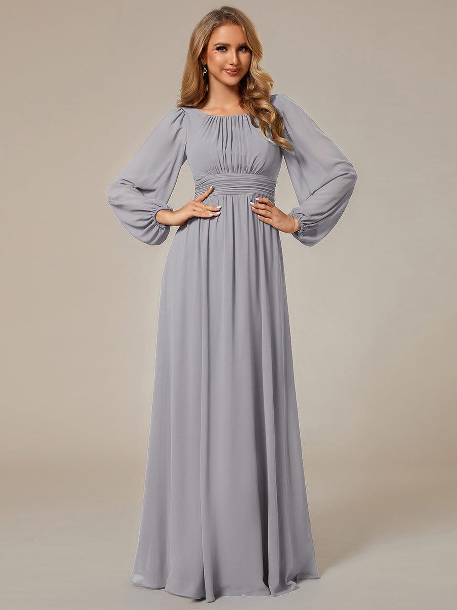 ever CELESTE|Long Sleeve Chiffon A-Line Empire Waist Formal Dress