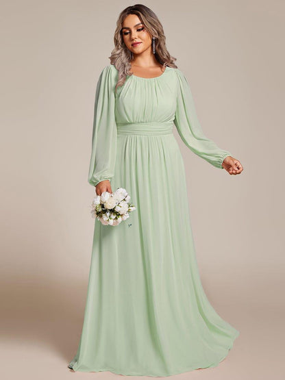 ever CELESTE|Long Sleeve Chiffon A-Line Empire Waist Formal Dress