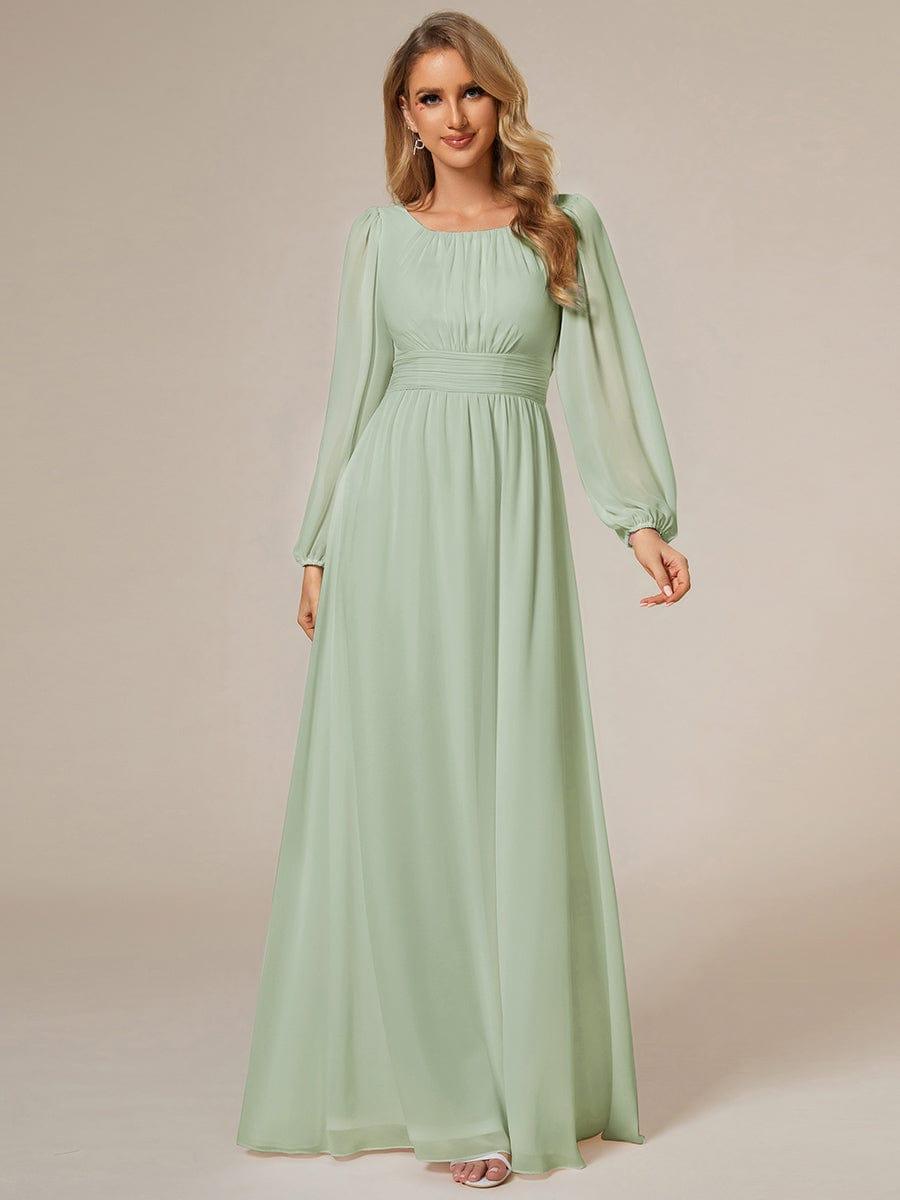 ever CELESTE|Long Sleeve Chiffon A-Line Empire Waist Formal Dress