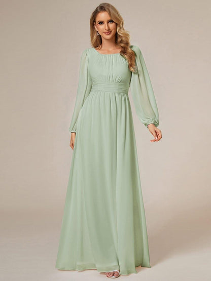 ever CELESTE|Long Sleeve Chiffon A-Line Empire Waist Formal Dress