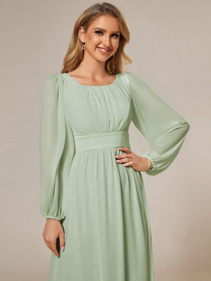 ever CELESTE|Long Sleeve Chiffon A-Line Empire Waist Formal Dress