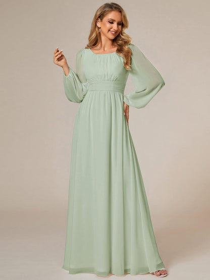 ever CELESTE|Long Sleeve Chiffon A-Line Empire Waist Formal Dress