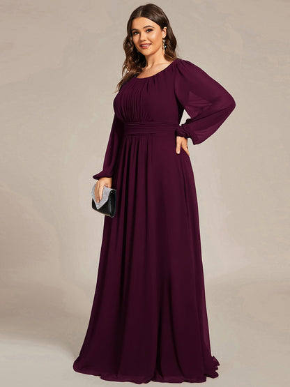 ever CELESTE|Long Sleeve Chiffon A-Line Empire Waist Formal Dress