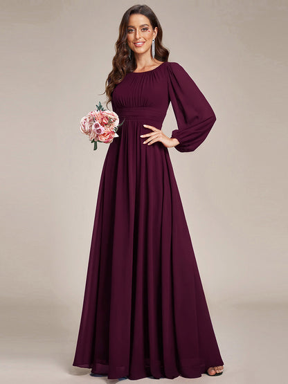 ever CELESTE|Chiffon Long Sleeve A-Line Round Neckline Formal Dress