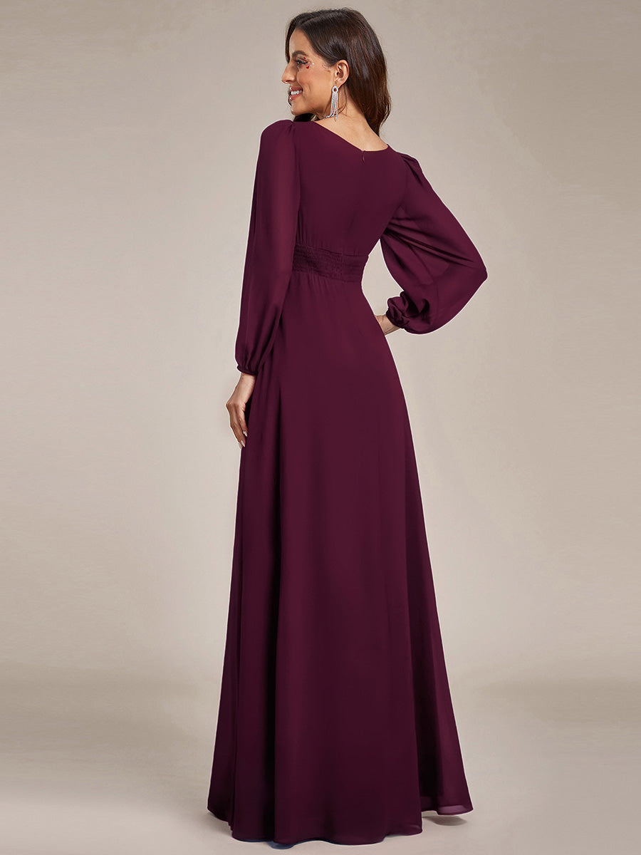 ever CELESTE|Long Sleeve Chiffon A-Line Empire Waist Formal Dress