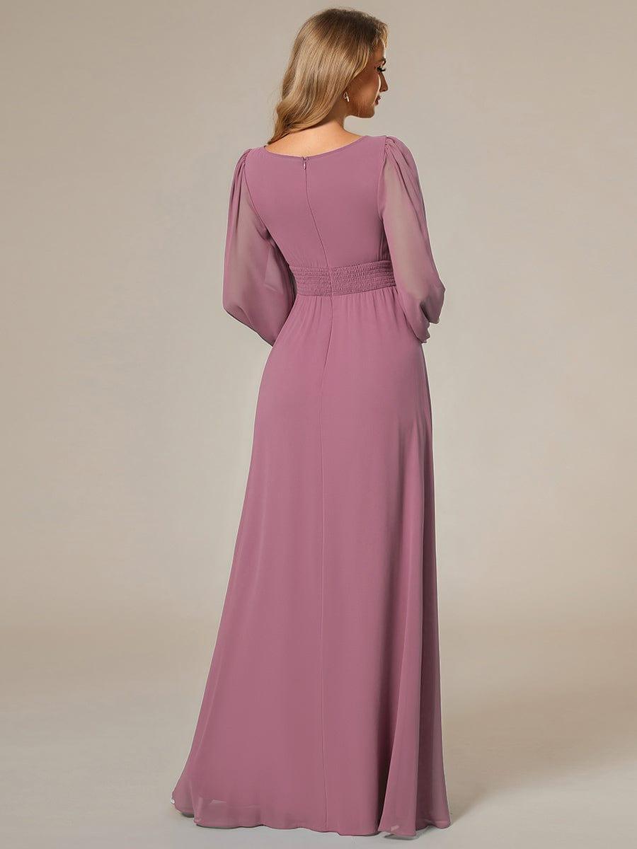 ever CELESTE|Long Sleeve Chiffon A-Line Empire Waist Formal Dress