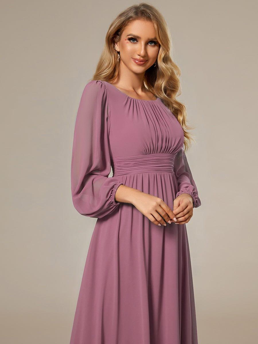 ever CELESTE|Long Sleeve Chiffon A-Line Empire Waist Formal Dress