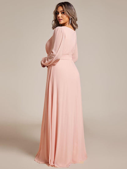 ever CELESTE|Long Sleeve Chiffon A-Line Empire Waist Formal Dress