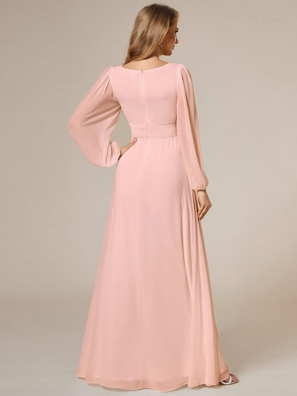 ever CELESTE|Long Sleeve Chiffon A-Line Empire Waist Formal Dress