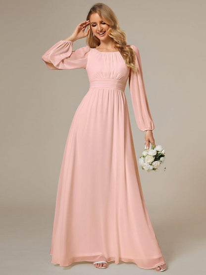 ever CELESTE|Long Sleeve Chiffon A-Line Empire Waist Formal Dress